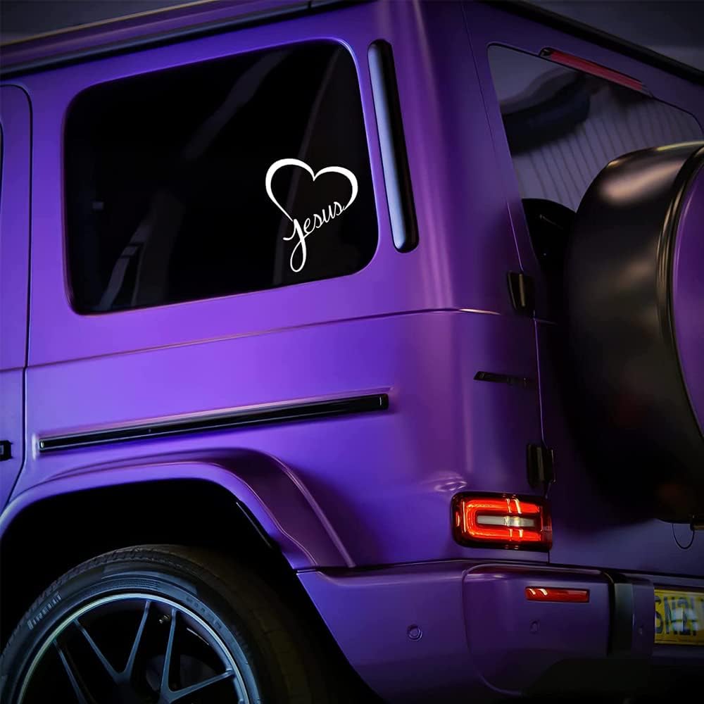 Jesus Heart Vinyl Decal Sticker Cars Trucks Vans Walls Laptops (White)