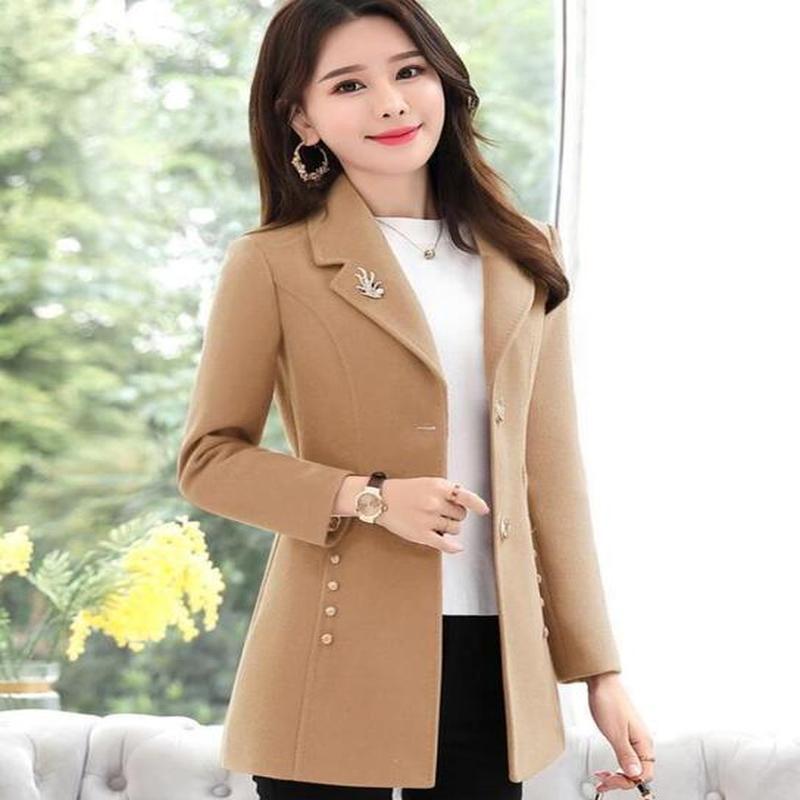 New Autumn Winter Woolen Coat Plus Size Women's Long Wool Coat Single-breasted Casual Trench Coat Abrigo De Lana Para Mujer 4XL