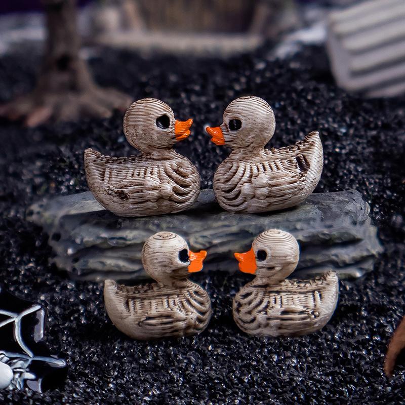 5Pcs Mini Ducks Skeleton Halloween Decorations Resin Scary Duck Miniatures Home Decorative Figurines Micro Landscape