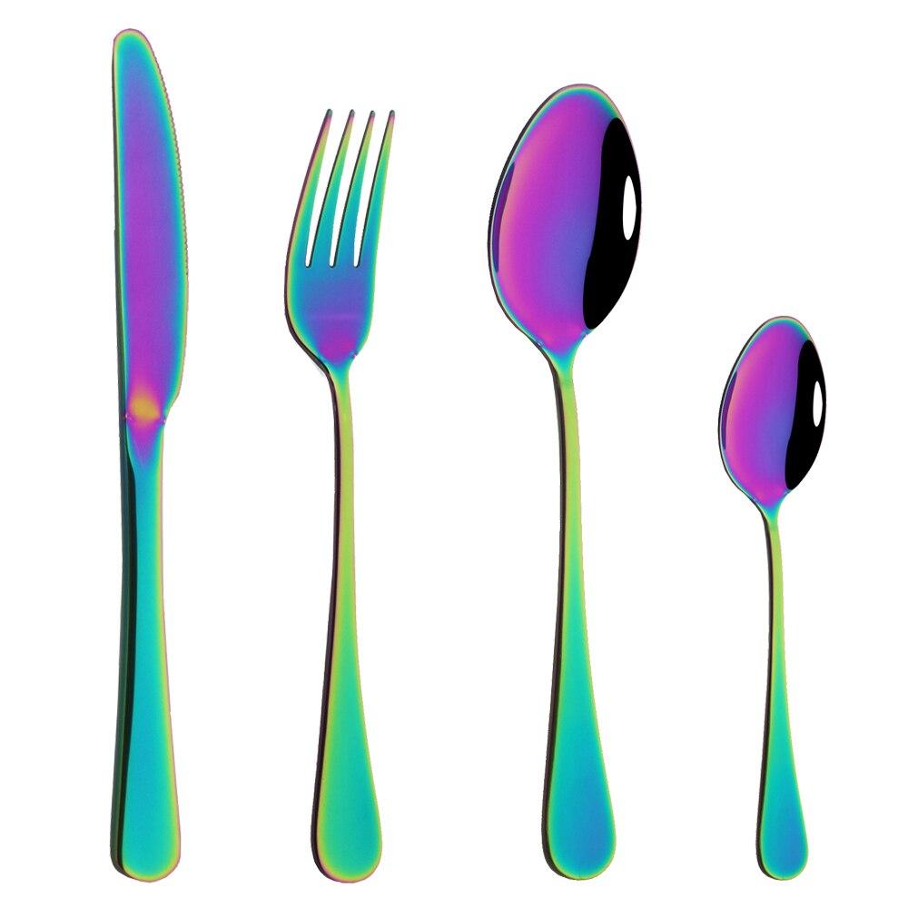 Посуда Западный золотой набор столовых приборов Набор столовой посуды из нержавеющей стали Черное золото Кухонный нож Вилка Набор ложек Столовые приборы Серебро