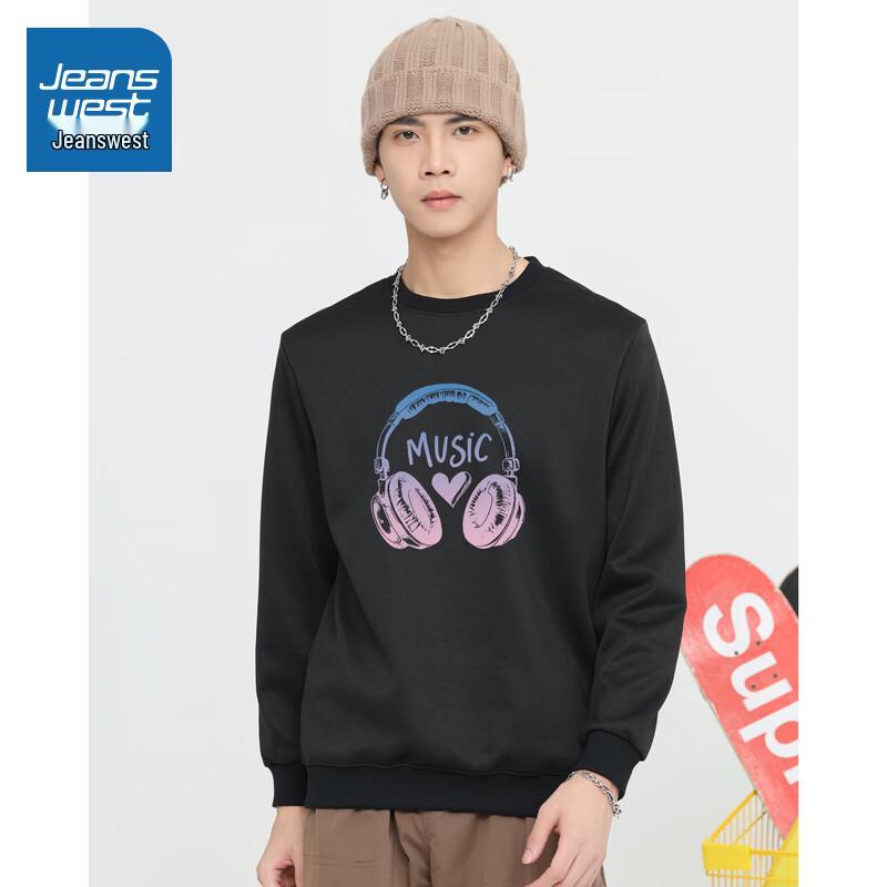 Jeanswest Men's 2025 Winter Loose Crew Neck Sweatshirt