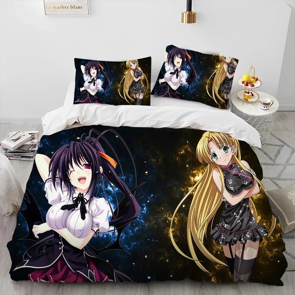Sexy Girl High School DxD Anime Comforter Bedding Set,Duvet Cover Bed Set Quilt Cover Pillowcase,king Queen Size Bedding Set Boy