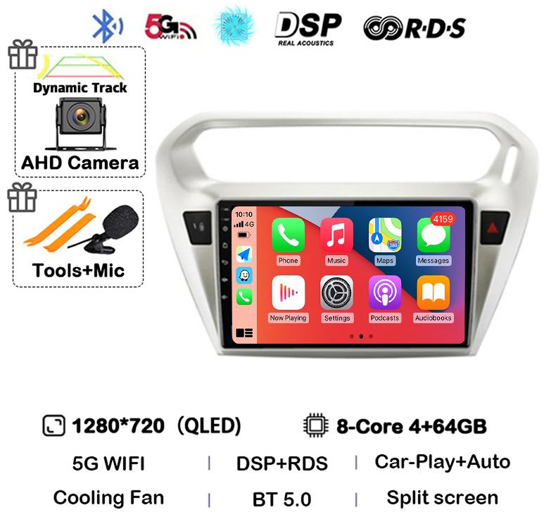 Android 14 Carplay Car Radio For Peugeot 301 Citroen Elysee 2013 2014 2015 2016 2017 2018 Multimedia Video Player GPS Stereo DSP