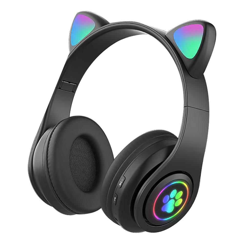Bluetooth 5,0 наушники с микрофоном милые кошачьи ушки беспроводные/проводные складные наушники с басом RGB дышащий свет для мальчиков/девочек
