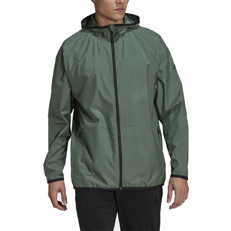 Adidas Neo Jackets Men's Green Hooded Moderate Wind Shell GQ0579