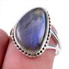 Natural Labradorite Gemstone 925 Solid Sterling Silver Jewelry Ring Size 6 q8B48