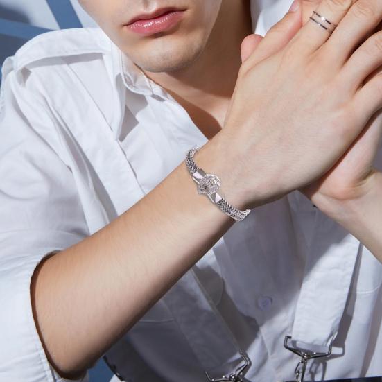 Мужской браслет с декором в виде льва, браслет в стиле хип-хоп, круглый, гладкий, тонкая работа, ювелирное изделие, подарок, наручный аксессуар