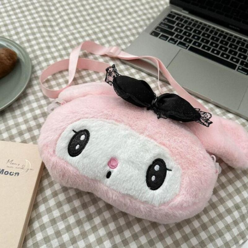 Cute Cartoon Plush Crossbody Bag Soft Kawaii Anime Shoulder Handbag For Women Sweet Mini Tote Purse