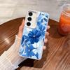 Для Samsung Galaxy S24 S23 Ultra Plus FE S25 S22 Ultra Plus S21 FE Лазерный Чехол для Телефона Зеленый Лист Оранжевый Цвет Цветочный Принт Чехлы
