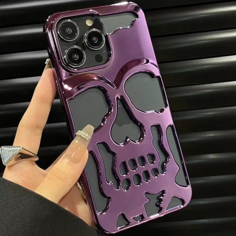 Чехол для телефона с 3D полым черепом и мозолистым чехлом для iPhone 15 14 ProMax Plus 13 12 11 Pro Max с роскошным покрытием, противоударный мягкий чехол Ghostface