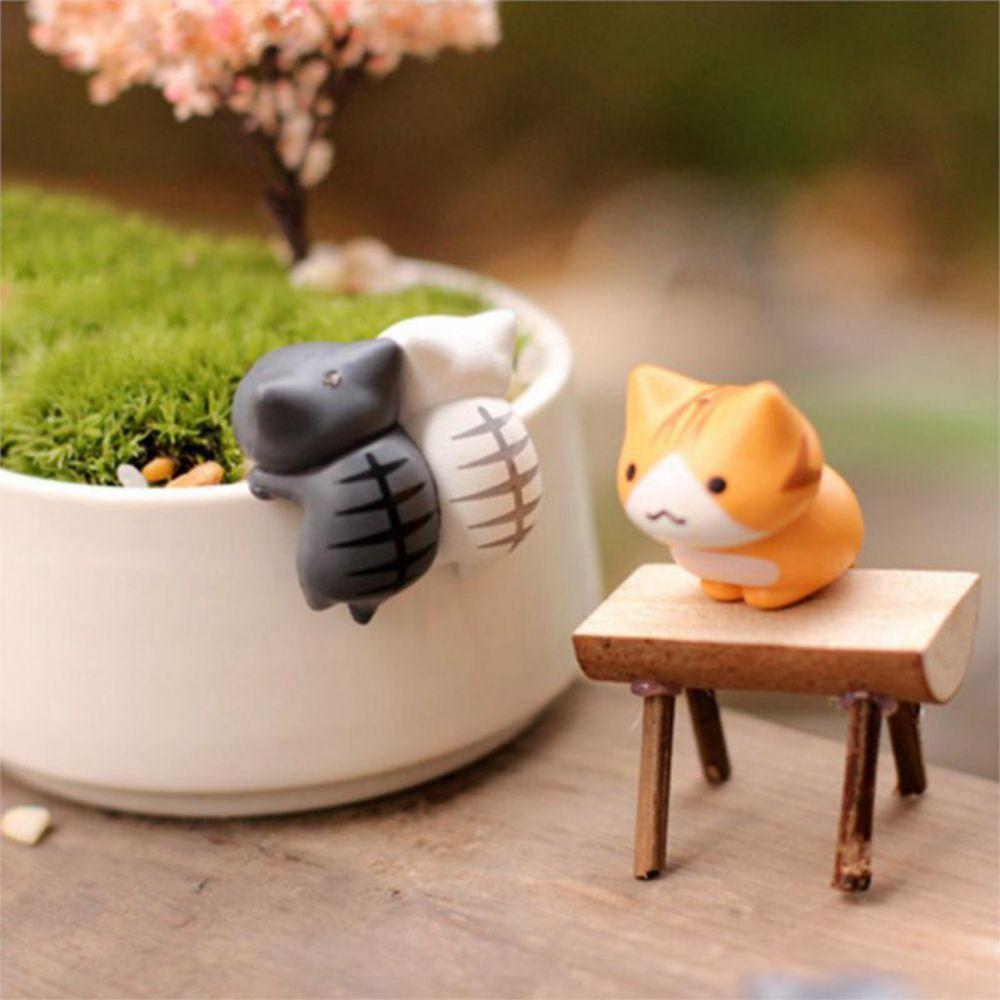 Decorations Random Color Home Figurines Micro Landscape for  Kitten Landscape Lazy Cats