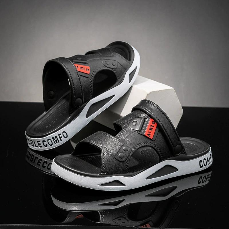 Мужские тапочки, летние сандалии, легкие взрослые пляжные туфли на толстой подошве, нескользящие сандалии с открытым носком для улицы