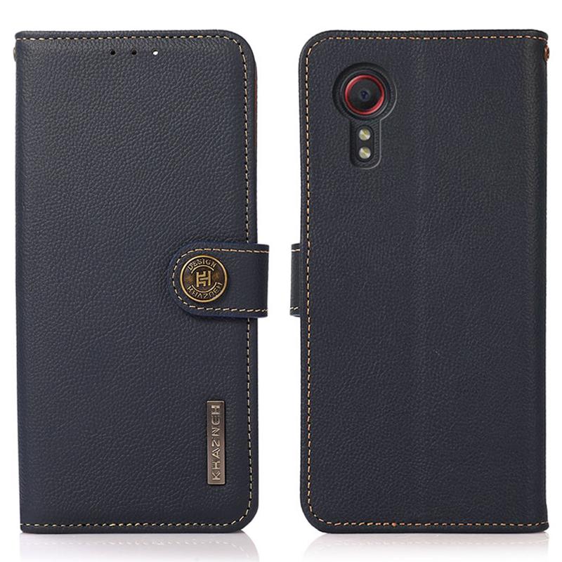 For Samsung Galaxy Xcover7 Phone Case with RFID Blocking Genuine Cow Leather Cover