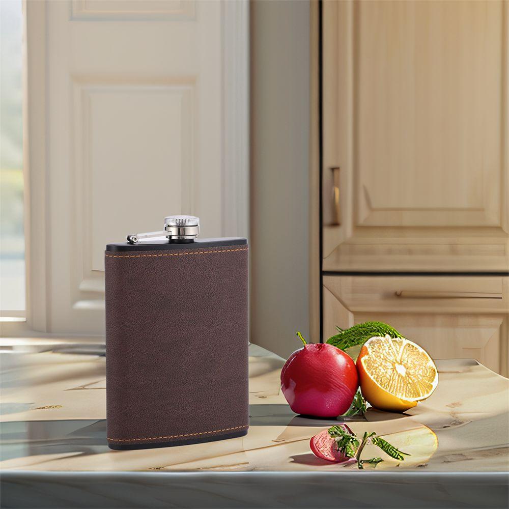 Stainless Steel Leather Texture Hip Flask 6/8 Oz Whiskey Flasks Drinkware Flagon Man Gifts