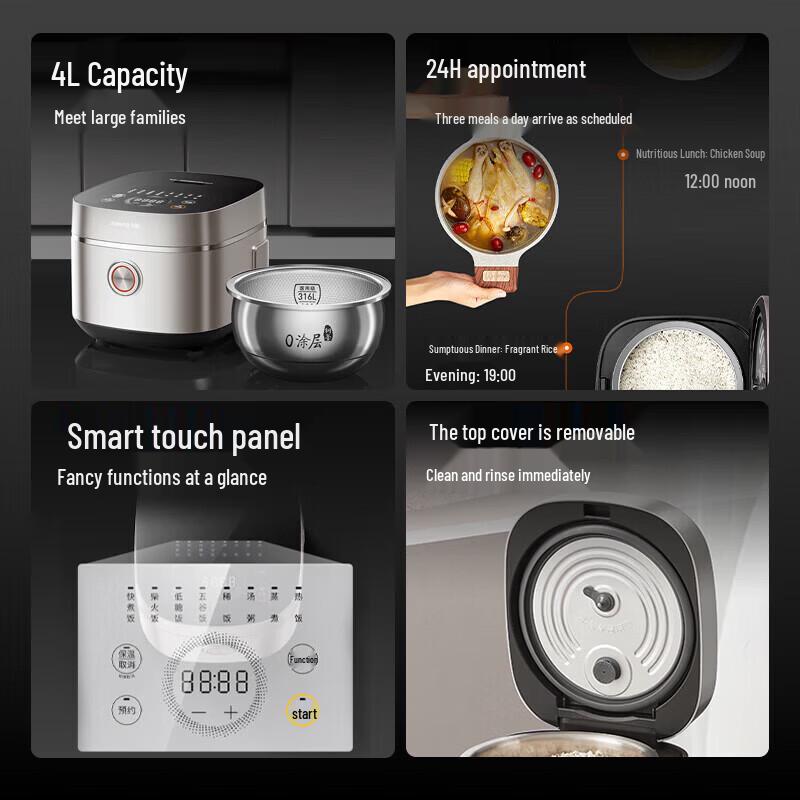 Joyoung 4L 316L Stainless Steel 0-Coating Electric Rice Cooker