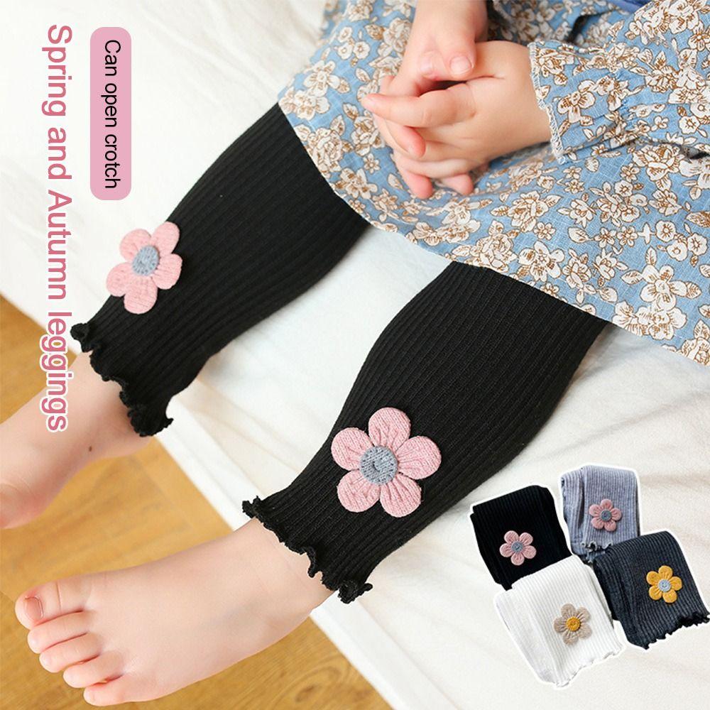 Autumn and Winter Girls Ribbed Leggings Soft Footless Tights Infant Long Pants for 1-4 Years Girls