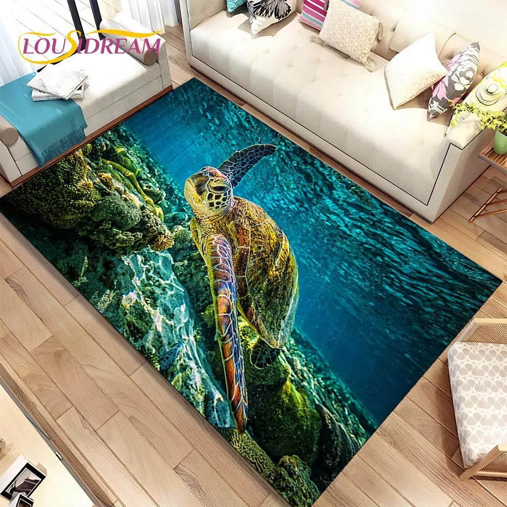 3D коврик для морского дна, подводный мир, дельфин, черепаха, коврик для гостиной, спальни, дивана, коврик, детский нескользящий напольный коврик