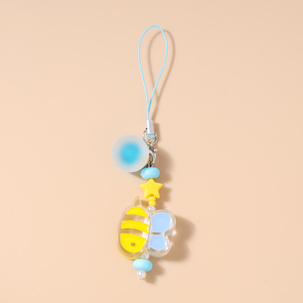 Cute Resin Bee keychain Women Girls Bowknot Key Ring Pendants for Handbag Charms DIY Key Chain Jewelry Gifts