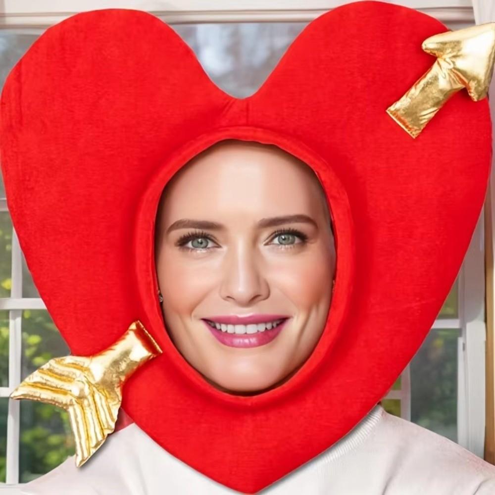 Детские игрушки Подарки Шляпа в форме красного сердца Креативная теплая шляпа Купидона Забавная новинка Шапка-свитер Праздничное празднование