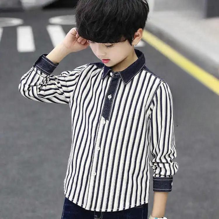 Boys' Shirts Spring and Autumn Fashion Striped Shirts, Children's Handsome Children's Clothing Tops