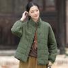 Winter Loose Stand-up Collar Warm Cotton-padded Jacket Women's Chinese Retro Casual Quilted Quilted Checkered Button Cotton-padded Jacket