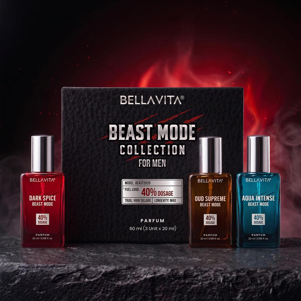 Набор BELLAVITA Коллекция Beast Mode с 40% концентрацией парфюмерного масла | Стойкий | Набор из 3 х 20 мл каждый | Парфюм для Мужчины