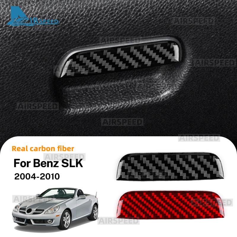 Real Soft Carbon Fiber Trim Passenger Storage Box Switch Sticker For Mercedes Benz Slk R171 2004 2005 2006 2007 2008 2009 2010