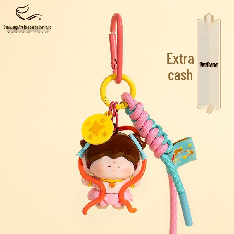 Брелок Маленький Будда Лотос Дуньхуан: Милый кулон в виде культурного музея, брелок для сумки в виде молящейся куклы, сувенирный подарок для друзей.