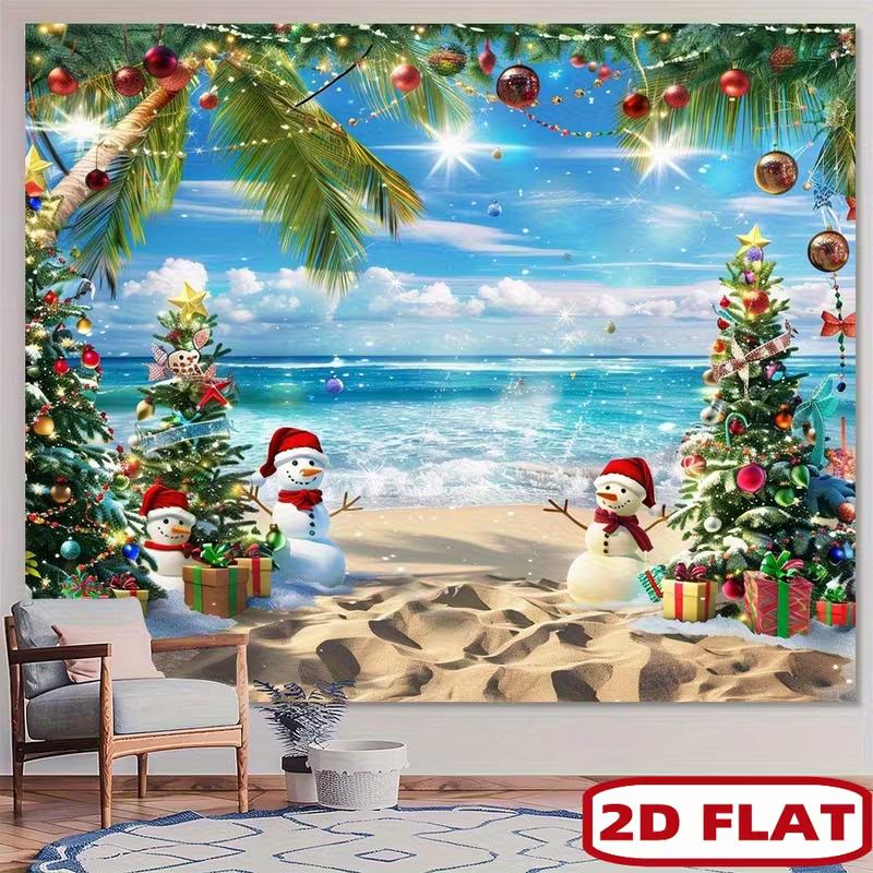 2D Tropical Christmas Beach Backdrop Photography Background Banner