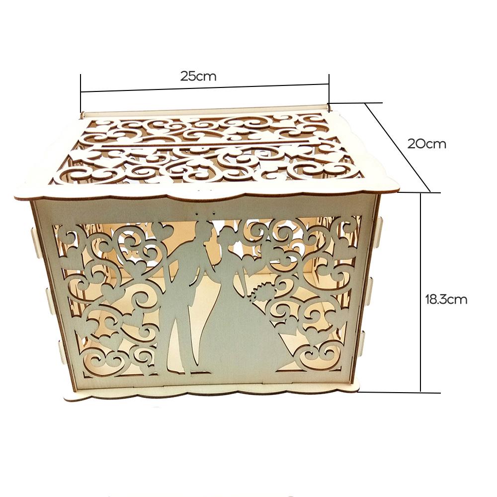 Деревянный Свадебный Конверт Подарочная Коробка Карты Полый Цветочный Узор Пригласительный Билет DIY Коробка Свадебные Принадлежности