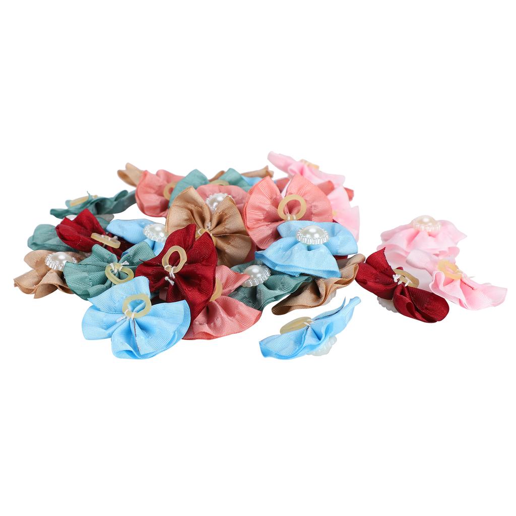30Pcs Cute Pet Dog Hair Bows Grooming Bows Lovely Bowknot with Rubber Bands for Pet