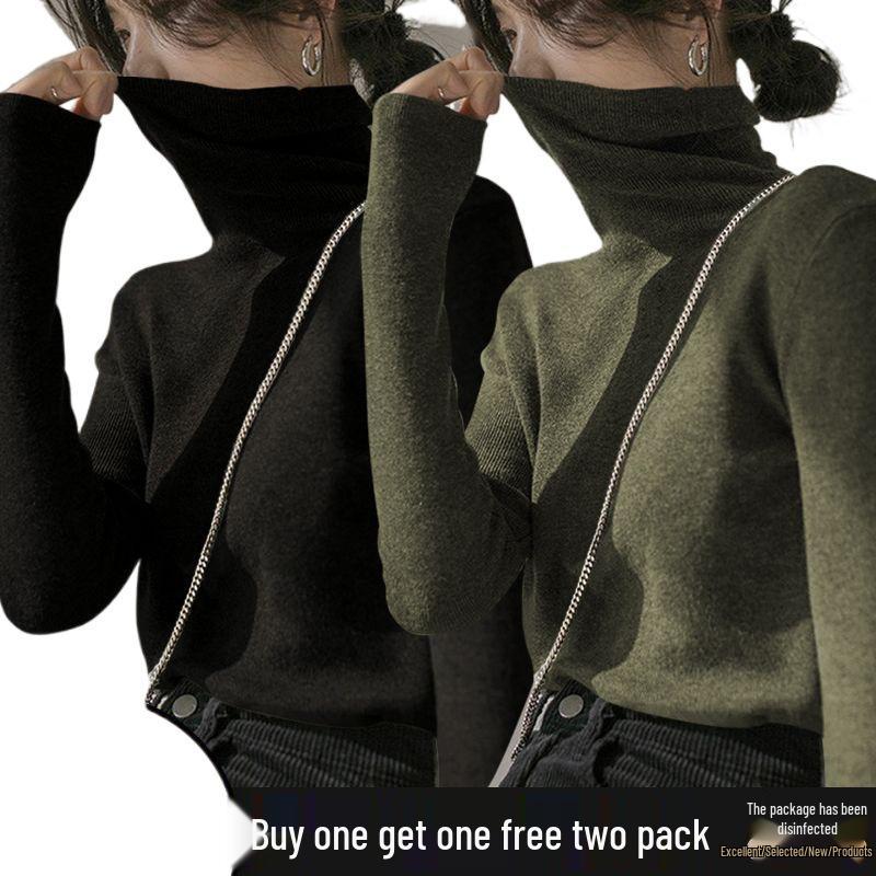 Women's Turtleneck Double-Sided German Velvet Long-Sleeve Top for Autumn/Winter - Myerlard Slimming, Thinning, and Thickened Design