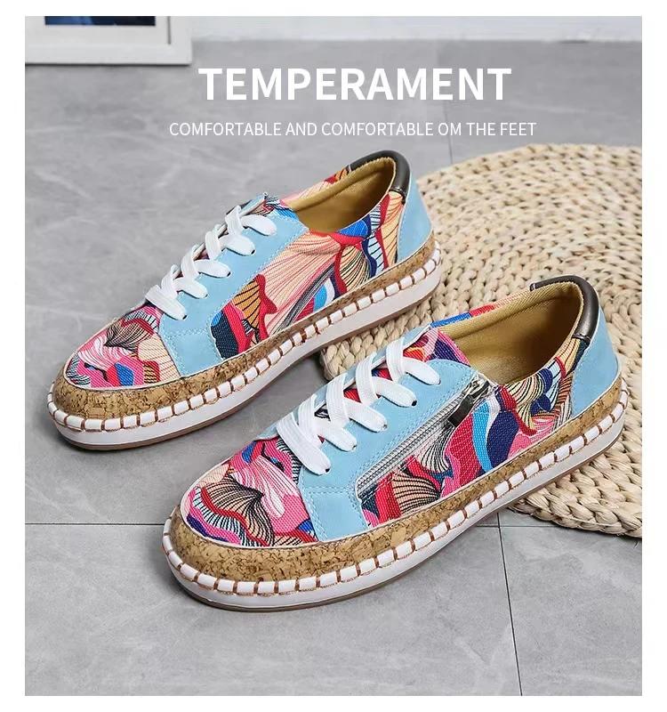 Fashion Women's Sneakers Breathable 2025 New Fashion Flat Outdoor Woman Vulcanize Shoes Mesh Fabric Lace Up Ladies Shoes Female Footwear