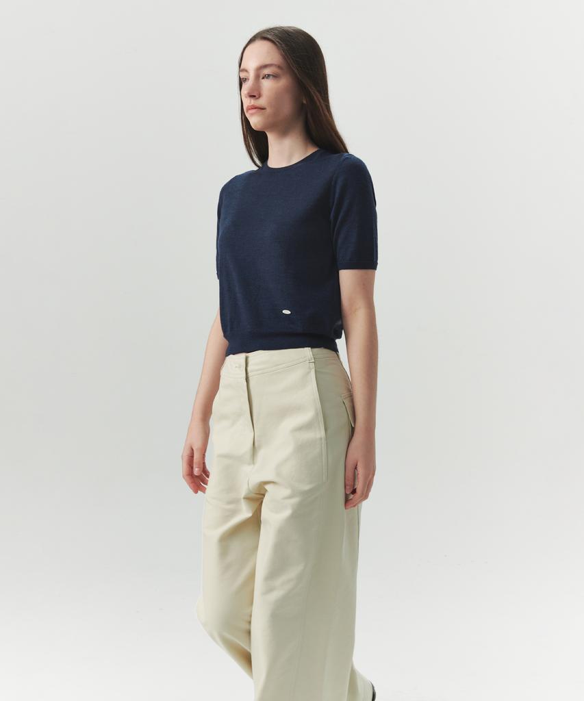 Leuba Classic Round Knit из шерсти мериноса - Средне-синий