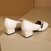 French shallow mouth square head single shoes women's 2025 summer new versatile medium thick heel Mary Jane shoes small leather shoes women