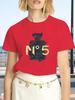Luxury Brand Fashion Black Perfume Surrey Printed Crew Neck Clothing Short Sleeve Summer Women's Trend Y2K Oversized Tops