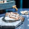 CHENXI New Square Ladies Watch Date Display Solid Stainless Steel Strap Diamond-Accented Fashion Quartz Watch for Women
