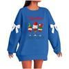 Ladies' Christmas Printed Bow Round Neck Long Sleeved Loose Pullover Sweater Sweatshirt Top