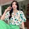 Женская модная повседневная свободная рубашка с коротким рукавом, летняя футболка с принтом, рубашка с коротким рукавом