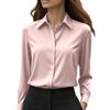 Women's Satin Shirts Elegant Plain Long Sleeve Blouse Office Lady Button-Up Shirt Top Female Lapel Neck Shirts Blouse Autumn