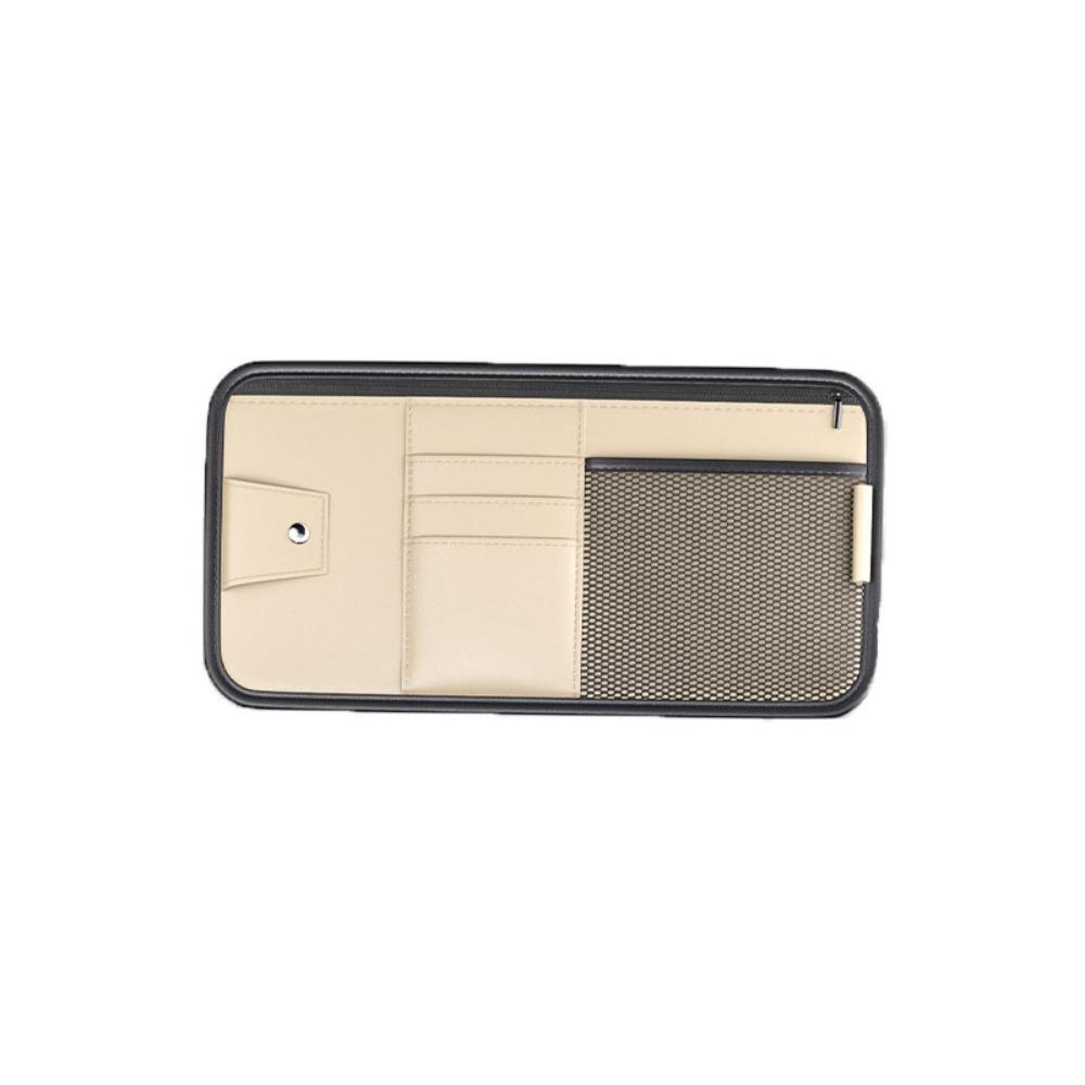 Large Capacity Car Sun Visor Organizer Solid Color Cards Holder Sunglasses Clip  Car Interior