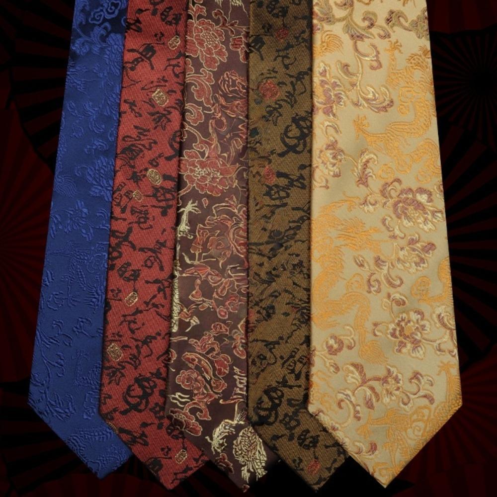 Adjustable Jacquard Silk Tie National Men Necktie Fashion Chinese Dragon Pattern Tie Wedding