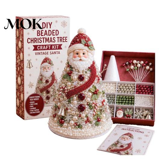 Beaded Tree Craft Kit DIY Christmas Beading for Adults Beginners, Handmade 3D Ornament with Full Relaxing Activity Tools And Plastic Beads Desktop