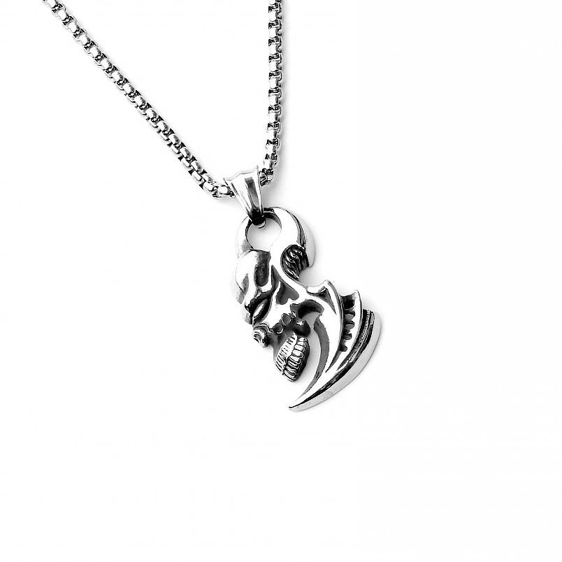 Fashion Titanium Steel Double Snake Pendant Trendy Male Personality Double Snake Wrap Necklace Men