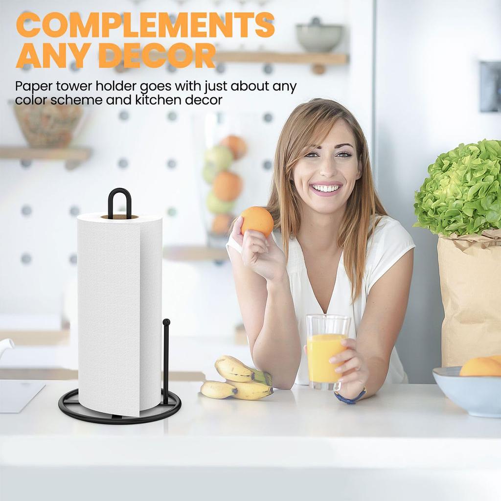 Functional Countertop Paper Towel Rack Tissue Dispenser Modern Metal Countertop Paper Towel Stand for Kitchen Bathroom