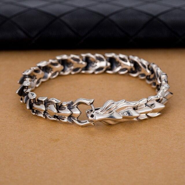 S925 Sterling Silver Jewelry Domineering Faucet Keel Men's Bracelet Domineering Retro Thai Silver Bracelet