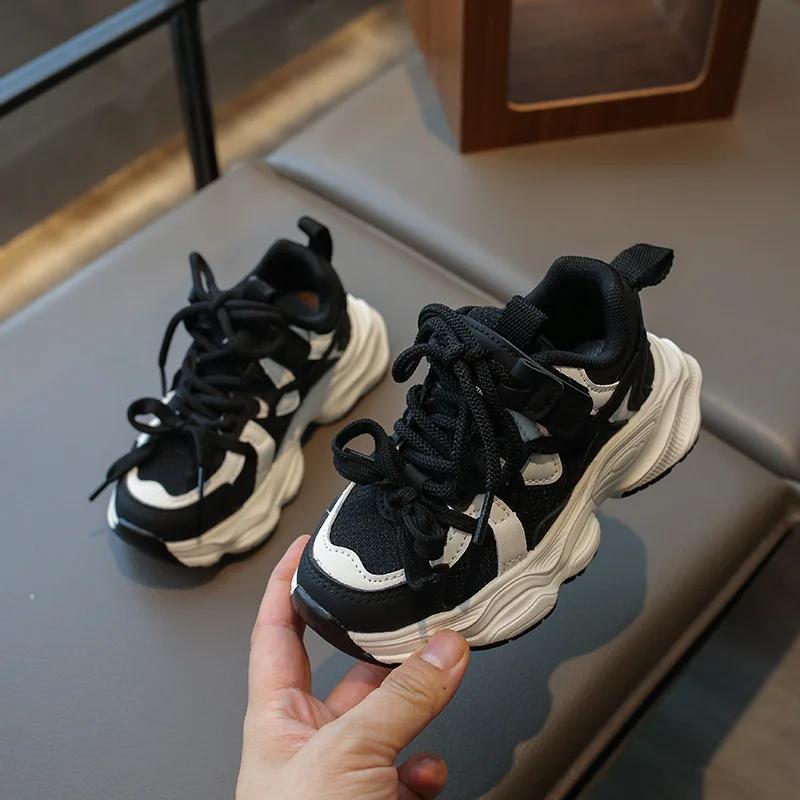 Спортивная обувь для девочек, весна-осень, универсальные кроссовки для малышей, модные повседневные дышащие детские школьные теннисные туфли, нескользящие