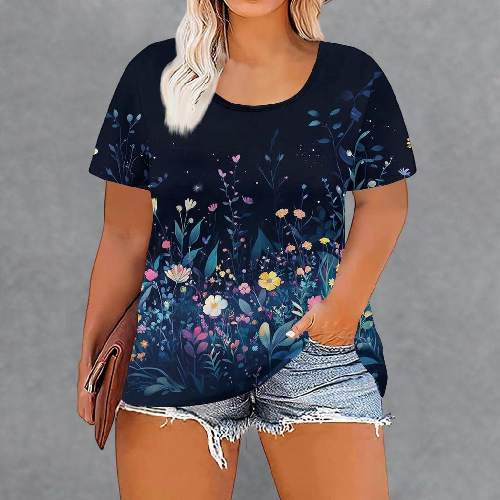 Женская мода повседневные летние топы больших размеров с принтом