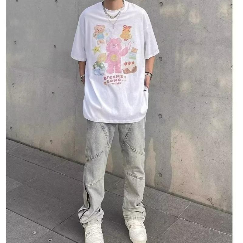 2023 Мужские расклешенные джинсы с потертостями и молнией: Американский стиль High Street