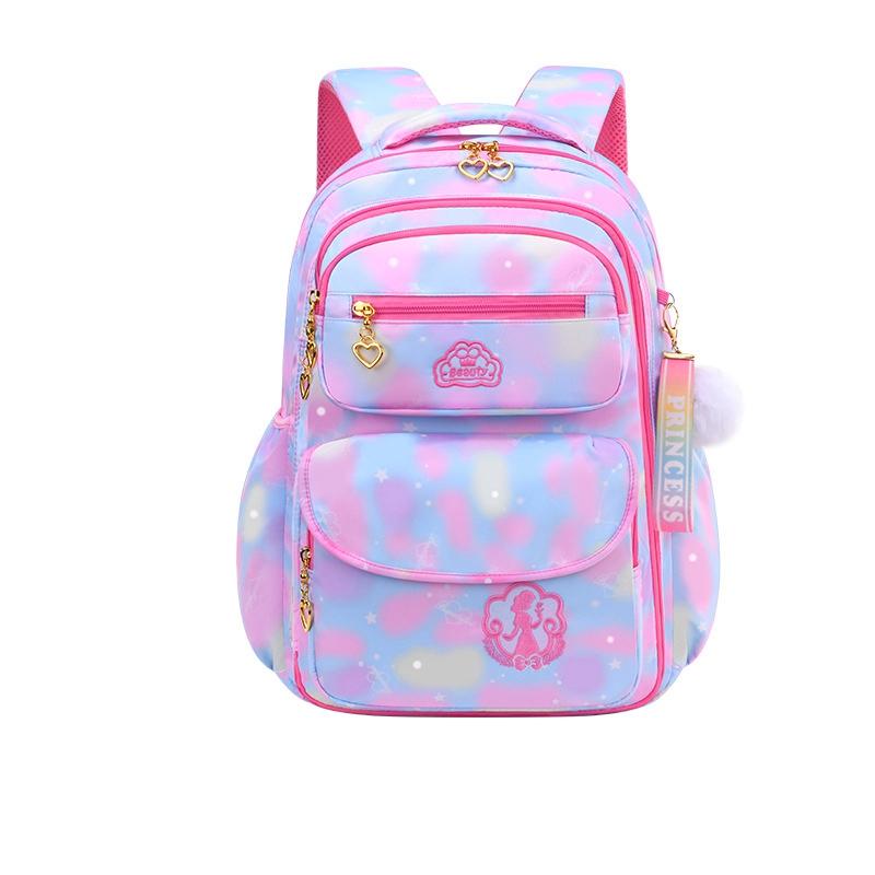 Ортопедические сумки для начальной школы для девочек, детский рюкзак с градиентными цветами, детский рюкзак большой вместимости